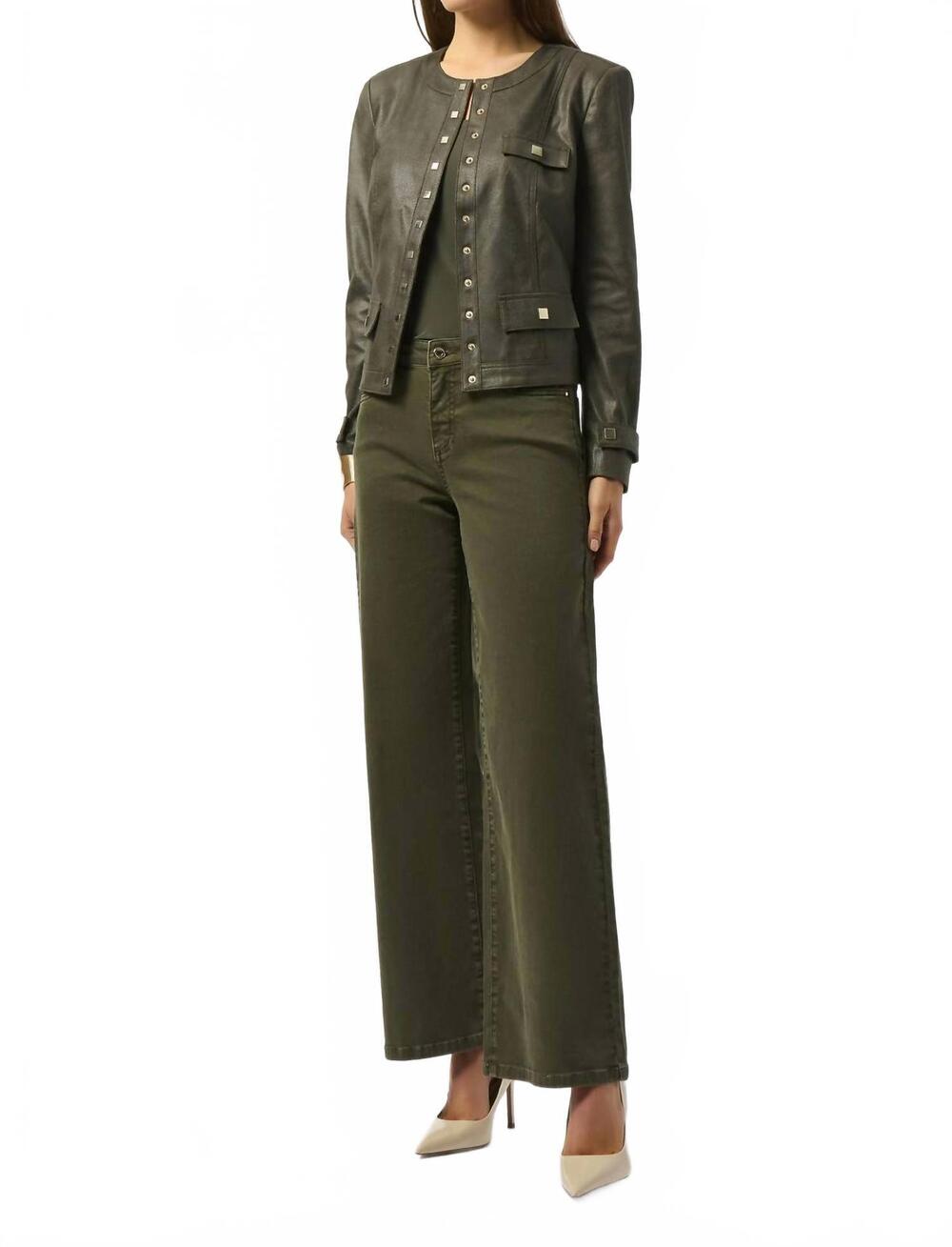 NEW JOSEPH RIBKOFF josmid rise wide leg denim jeans in avocado green